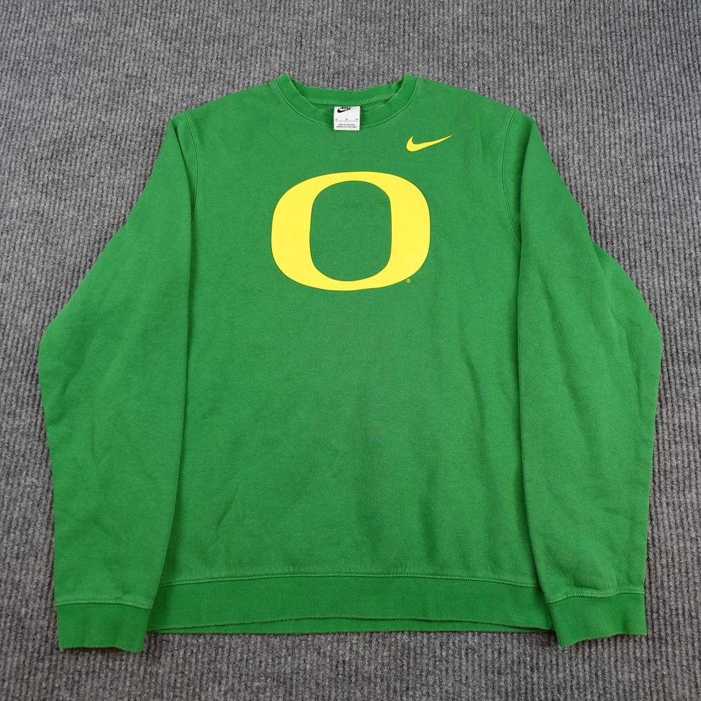 Oregon Ducks Sweatshirt Mens Medium Green NCAA Nike Pullover Crewneck Big O